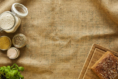 High angle view of food on table