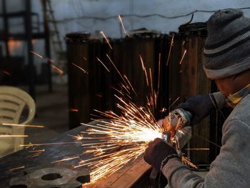 Low angle view of man working