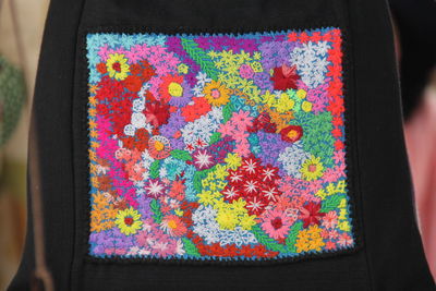 High angle view of pink flowers on table