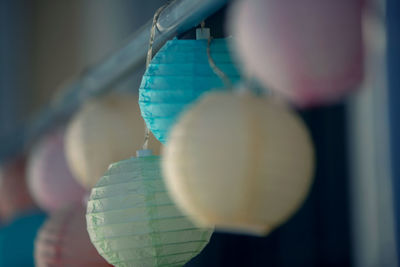 Close-up of paper lanterns