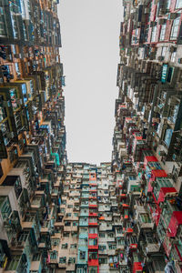 Low angle view of buildings against clear sky