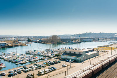 Tacoma, washington, usa. april 2021. bay and yachts of the seaport