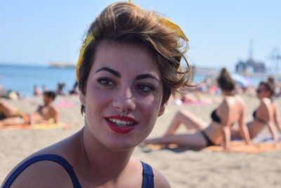 Portrait of woman on beach