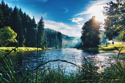 Scenic view of lake against sky