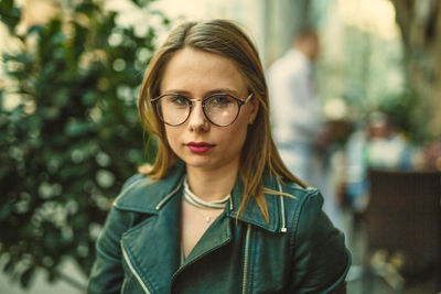 Close-up portrait of young woman