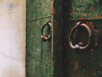 Close-up of rusty metal door