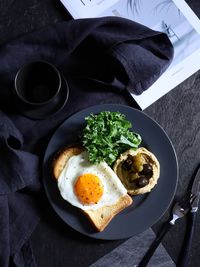 High angle view of food in plate