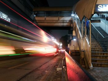 Blurred motion of train at night