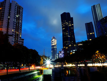 Illuminated city at night