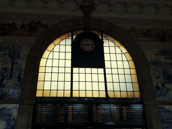 Low angle view of glass window in building