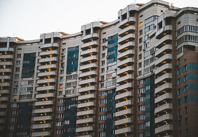 Low angle view of buildings against clear sky