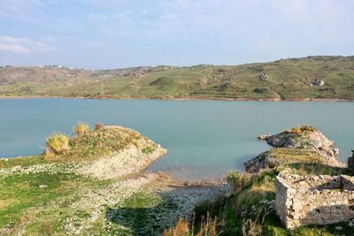 Scenic view of lake against sky