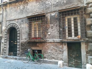 Bicycle against building