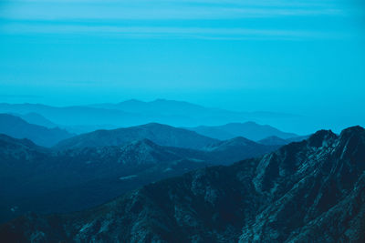 Scenic view of mountains against clear sky