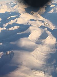 High angle view of snowcapped mountains