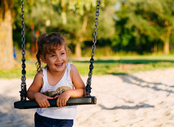 Girl playing in park