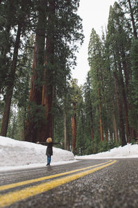 View of woman walking on road