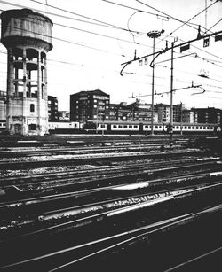 Railroad tracks against sky