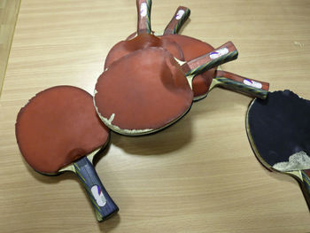 High angle view of eyeglasses on table