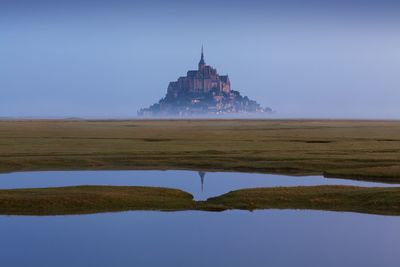 Reflection of building in lake