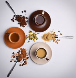 Directly above shot of coffee cup on table