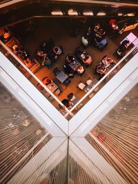 High angle view of tiled floor