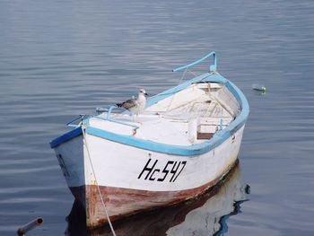 Boat moored in sea