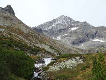 Scenic view of mountains against clear sky