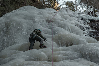 Ice climbing on waterfalls 