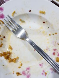 High angle view of food in plate