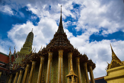 Low angle view of temple building against sky