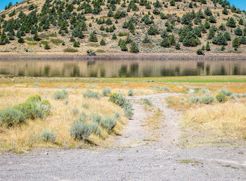 Scenic view of lake against sky