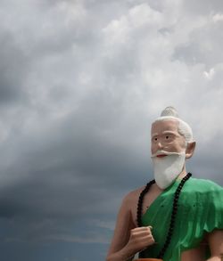 Low angle portrait of man against sky