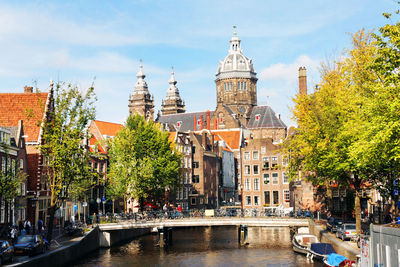 Canal with buildings in background