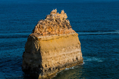 High angle view of rock formation in sea