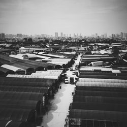 High angle view of cityscape against sky