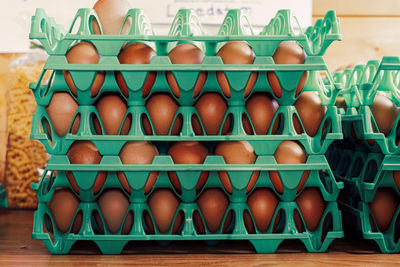 Eggs trays stacked