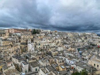 High angle view of buildings in city