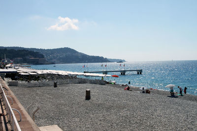 Scenic view of beach against clear sky