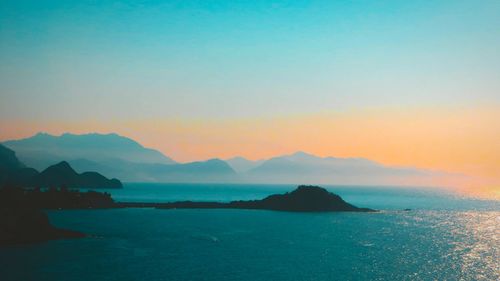 Scenic view of sea against clear sky