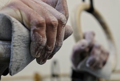 Close-up of hand holding sculpture