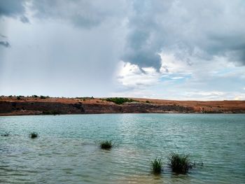 Scenic view of lake against sky