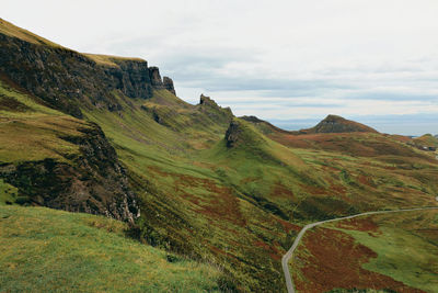 Scenic view of quiraing landscape against sky