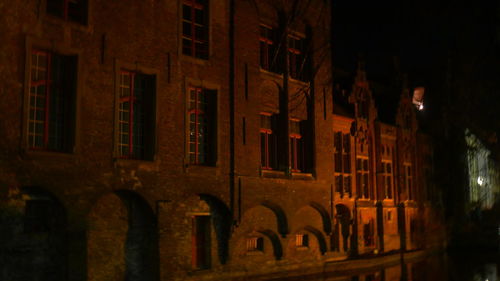 Illuminated building at night