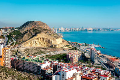 Aerial view of city at waterfront