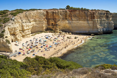 High angle view of people on beach