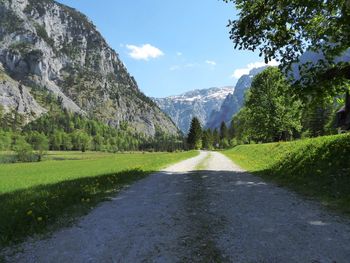 Road amidst green landscape against sky