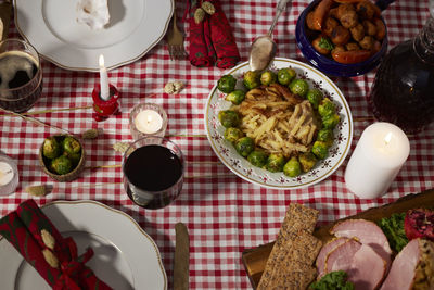 View of christmas food on table