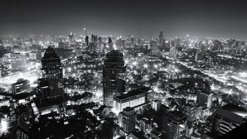 Aerial view of illuminated cityscape