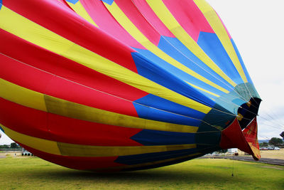 Close-up of multi colored hot air balloon